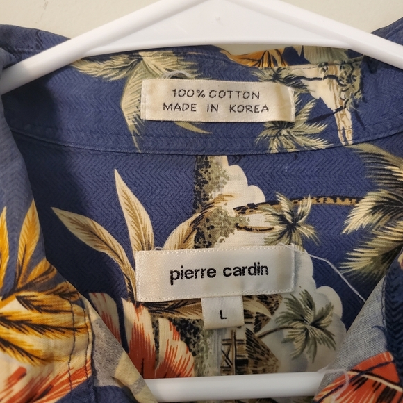 Mens Pierre Cardin Hawaiian Style Shirt Sz Large - Picture 2 of 4
